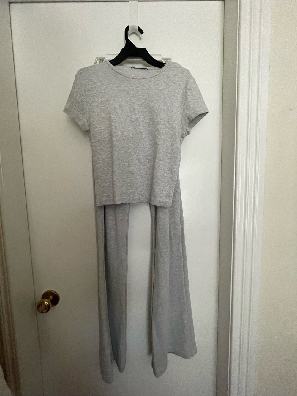Bershka Light Gray Short Sleeve Crop Tee